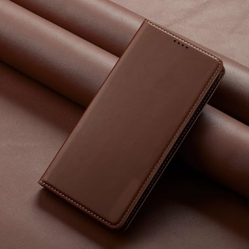Étui en cuir iPhone 17 Pro Max à rabat portefeuille et support marron