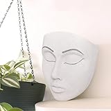 CASANIA Mask Wall Flower Pot Elegant White Resin Face Head Planters Hanging Wall Decoration Window Gardon Pot Unique Vase Holder for Succulents Gift Ideal for Plant Lovers