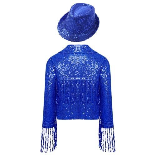 Loyan Children Girls Modern Hip-hop Jazz Street Dance Tops Sequins Cardigan Cropped Jacket Bolero Shrug4