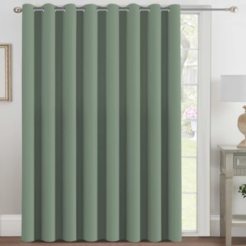 Image of H.VERSAILTEX Blackout Patio Curtains 100 x 84 Inches for Sliding Door Extral Wide Blackout Curtain Panels Thermal Insulated Room Divider - Grommet Top, 7' Tall by 8.5' Wide - Green Bay