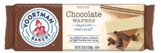 Voortman Bakery Wafers, Chocolate, Vanilla, and Strawberry, 10 Ounce (Pack of 6) - with Make Your Day Bag Clip