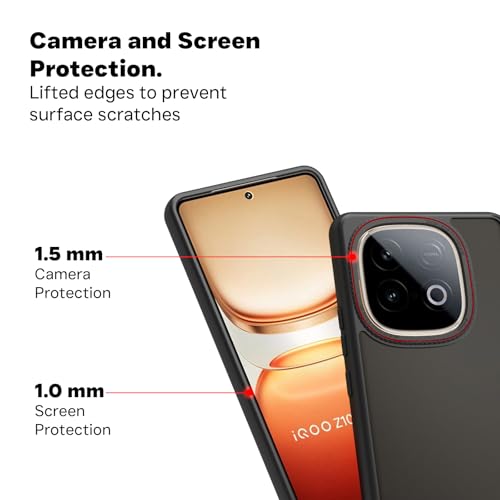 Image of RIGGEAR Shockproof Tough Hybrid Armor Back Cover Case for iQOO Neo 10 5G (Smoke Black Matte PC and Black TPU Bumper)