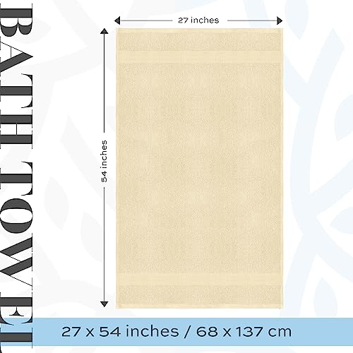 Image of White Classic Luxury Bath Towels Set of 4 Large - 700 GSM Cotton Ultra Soft Bath Towels 27x54 | Highly Absorbent and Quick Dry | Hotel Towels for Bathroom Luxury, Plush Shower Towels, Beige