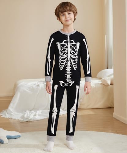 Toddler Boys Skeleton Pajamas Sets Kids Pumpkin Sleepwear Boys Halloween 2 Pcs PJS2