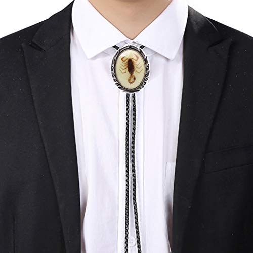 Image of GelConnie Bolo Tie for Men Women Western Cowboy Turquoise Leather Necktie | Natural Stone Bolo Tie Necklace for Women Rodeo Cowboy Leather Necktie Native American Western Cowgirl Ties Adjustable Cord