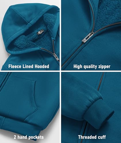 Image of SCODI Hoodies for Men Heavyweight Fleece Sweatshirt - Full Zip Up Thick Sherpa Lined Hooded Sweatshirts