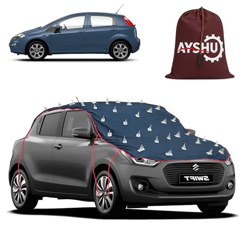Image of AYSHU Water-Resistant Spike Car Cover for Fiat Punto - Protects from Dogs, Monkeys, Dust, Sunlight & UV - Full Roof Universal Fit