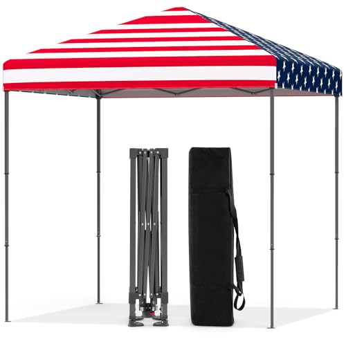 Image of Tangkula 6.6x6.6 Ft Pop Up Canopy, 1 Person Instant Setup Portable Canopy Tent with Center Lock, UPF 50+ Sun Protection, 8 Stakes, 4 Ropes, Carrying Bag