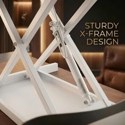 32 Standing Desk Converter 2 Monitors Adjustable Height Sit to Stand Up Workstation with Keyboard Tray White — view 5