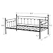 VECELO Daybed Frame Twin Size Multifunctional Metal Platform with Headboard Victorian Style,Mattress Foundation/Children Bed Sofa for Guest Living Room