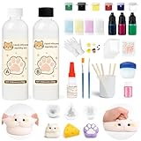 LAMXIN Fabrica Squishy, 18 oz, Kit Para Armar Squishys, Mezcla De Resina Epoxi De Silicona LíQuida Con ProporcióN Ab 1:1 Con 3 Moldes (UñA De Gato, HáMster, Queso)