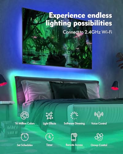 Vocolinc Led Strip Light Homekit Light Strip Tv Led Backlight For Christmas Decorating 5050 Rgb Led Lights For Bedroom Apple Homekit Google Assistant Voice Control No Hub Required thumb #5