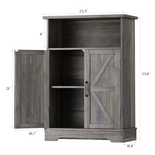 Smuxee-Floor-Bathroom-Storage-Farmhouse-Bathroom-Cabinet-with-Barn-Door-and-Adjustable-Shelf-Wash-Grey-Freestanding-Cabinet-Organizer-for-Bathroom-Kitchen-Living-Room Smuxee Floor Bathroom Storage Farmhouse Bathroom Cabinet with Barn Door and Adjustable Shelf Wash Grey Freestanding Cabinet Organizer for Bathroom Kitchen Living Room