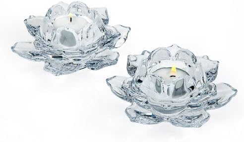 Shannon by Godinger Lotus Crystal Votive Pair Candle Holders, Set of 2 image 2