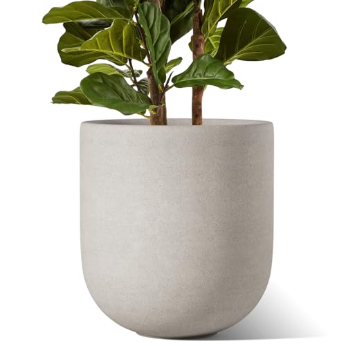 LE TAUCI Macetero De 30 cm, Macetas De Cerámica para Plantas con Tapón De Drenaje Y Rejilla De Malla, Macetas De Interior Y Exterior para El Hogar, Jardín, Patio, Oficina, Gris