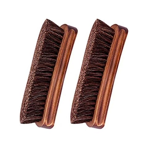 Shoe Brush, KY-Tech 2pcs Premium Horsehair Shoe Brush Shoe Shine Brush Shoe Polish Brushes Horse Hair Bristles Brush for Boots, Shoes, Car Seats, Sofas, Bags Cover