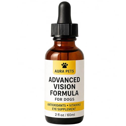 Aura Pets Advanced Vision Formula for Dogs with Zeaxanthin Astaxanthin Lutein Supports Vision and Overall Eye Health Clears Debris Reduces Cloudiness 60ml