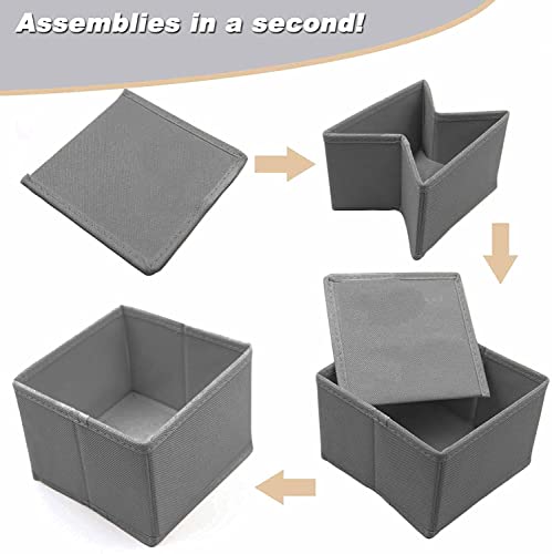 Image of Foldable Set of 3 Cloth Storage Box Closet Dresser Drawer Organizer Cube Basket Bins Containers Divider with Drawers for Underwear, Bras, Socks, Ties, Scarves (Set of 3 - Brown)