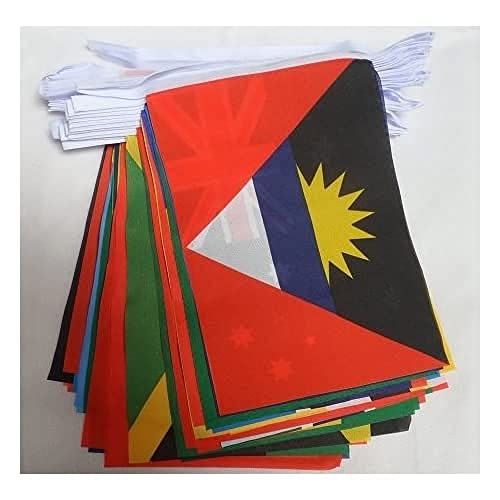 Image of AZ FLAG 54 Commonwealth Countries 16 meters BUNTING Flag 54 flags 9'' x 6'' - 54 nations of the Commonwealth STRING flags 15 x 21 cm