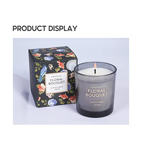 Image of MINISO Scented Candles Home Wax Scented Candle Aroma Decoration Candles Gift for Home Decor-Fabulous Day,Black Floral Bouquet 150G*2