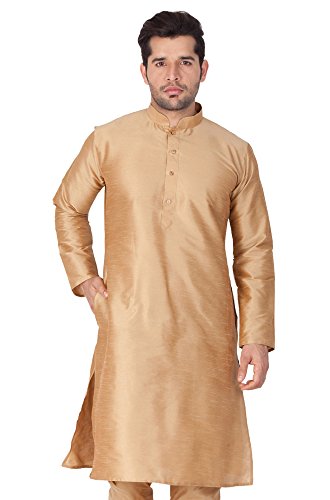 Image of VASTRAMAY Men Banarasi Silk Solid Kurta | Soft Cotton Blend Ethnic Kurta | Comfortable for Festive & Wedding Occasions