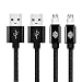 Micro USB Cables,[2-Pack] 6''ft/2m Premium Durable Nylon Braided Tangle-free High Speed Data Sync Charger cord with Aluminum Heads for Android Samsung HTC Motorola LG Sony Blackberry and More (black)