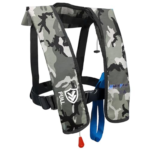 VOGUCCLO Automatic/Manual Inflatable Life Jacket| Inflatable PFD Kayak Vest Adult| Life Vest for Adults| Outdoor Water Sports| Supports up to 330 lbs|33g of Carbon Dioxide Cylinder (607W Camouflage)