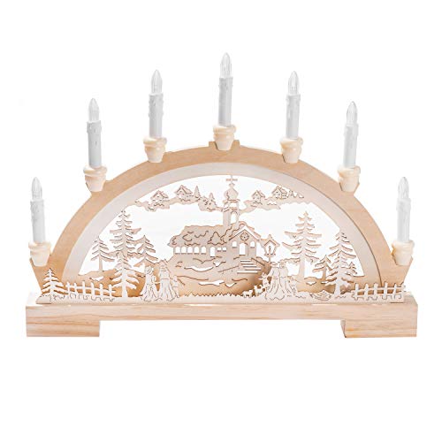 GloBrite-LED-Wooden-Christmas-Candle-Bridge-Window-Decoration-Arch-Battery-Operated-Lights-Indoor-Warm-White