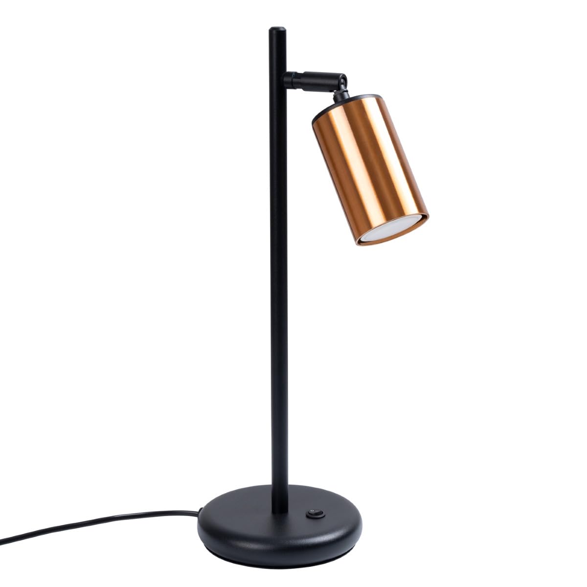 SOLLUX lighting - Lampe de Bureau LED - Lampe de Chevet, lampe de Bureau, lampe de Lecture, Lampe de Travail, Lampe Enfant - GU10, 1x max 10W LED, ~230V, 50Hz, IP20 - Noir/Cuivre - 13x15x44cm