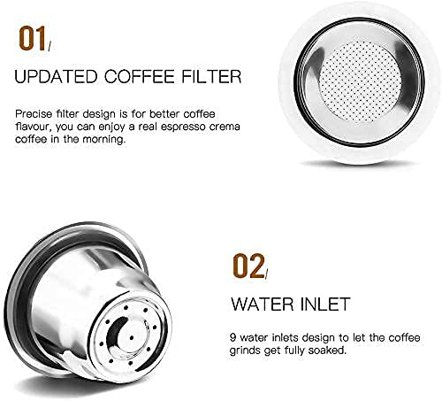 Compatible For Nespresso Reusable Capsules Coffee Filter Stainless Steel Coffee Capsules 1 Cups Plastic Spoon Cleaning Brush Capsule Capsule Buy Online At Best Price In Uae Amazon Ae