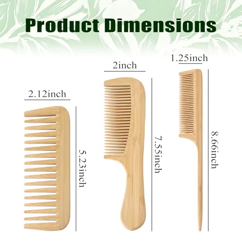 Set de 3 Peines de Bambú Natural Antiestático miniatura 2