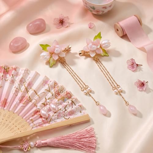 Pinzas Tradicionales Hanfu Chinas Rosas 2 Piezas miniatura 6