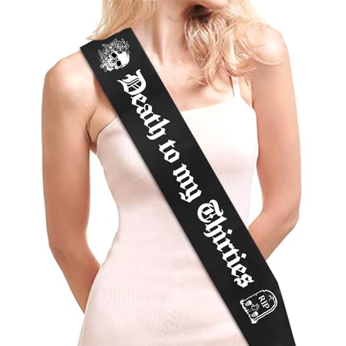 Death to My 30s Birthday Decorations - Death to My Thirties Sash, Rip to My 30s Birthday Decorations, Gothic 40th Birthday Party Decorations, Black Funeral for My Youth 40th Birthday Party Supplies