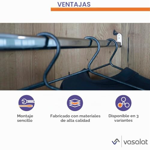 Miniatura 3 de Vasalat 118500336 - Tubo Telescópico Para Armario 60-90 Cm , Color Plateado