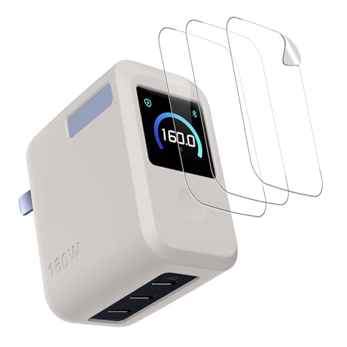 For anker prime charger 160w 3 ports smart display �p �P�[�X +�X�N���[���ی�t�B����4���Z�b�g �J�o�[ �V���R���ی�P�[�X+�X�g���b�v �yHUKWIMO�z ��LED���C�g �S�ʕی� �ϏՌ��� �h�� �h