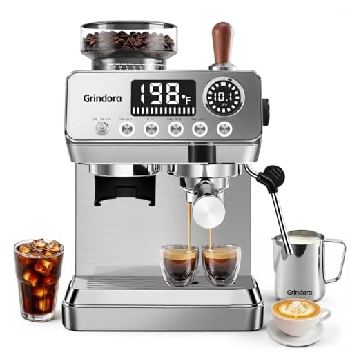 Grindora Espresso Machine with Grinder,20 Bar,44 Grind Setting,Milk Frother