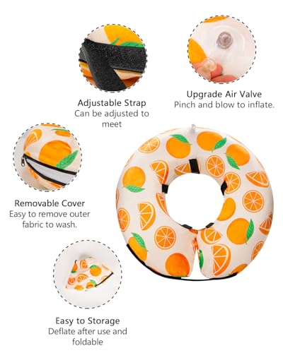 Dog Cone Collar for Small to Large Dogs for After Surgery, Pet Inflatable Neck Donut Collar Soft Protective Recovery Cone for Dogs and Cats - Alternative E Collar Does Not Block Vision - Orange,XS