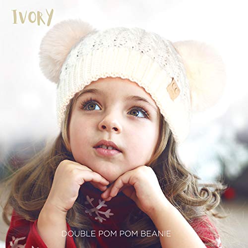 Image of C.C Exclusives Children Kid Double Pompom Knitted Beanie for Kids Ages 2-5 (KID-23)(KID-24)(KIDS-2055)