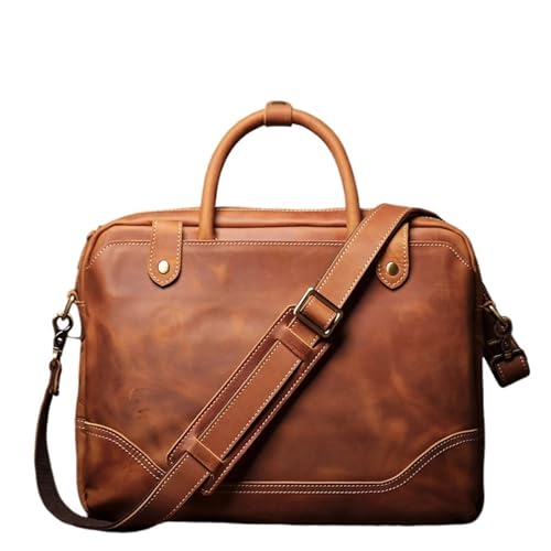 Maletín portátil de cuero genuino vintage para ejecutivos y viajes de negocios