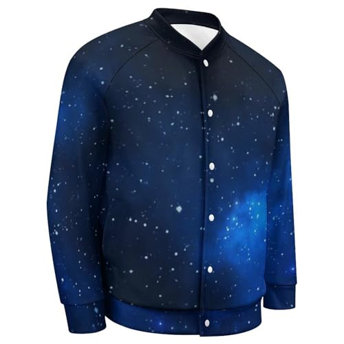 Blue-Starry Sky Casual Jacket for Men Fashion Button Down Coat with Pockets Sports4
