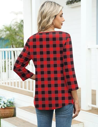 Image of LOMON Womens 3 /4 Length Sleeve T Shirts Asymmetrical Neck Tops Business Blouses for Women Fashion 2026