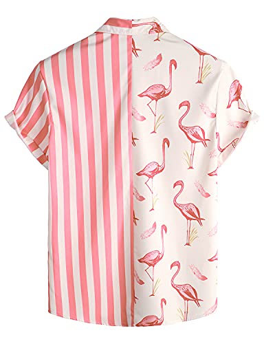 VATPAVE Mens Hawaiian Flamingo Shirts Casual Tropical Short Sleeve Button Down Shirt Summer Beach Shirts2
