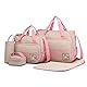 Miss Lulu 5er-Set Baby Wickeltasche Babytasche Tasche Mutter Windeltasche Handtasche Schultertasche Flaschenhalter mit wickelunterlage (Pink)