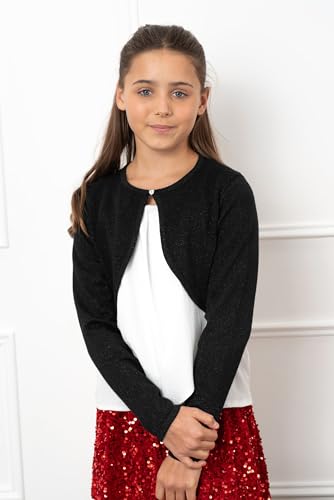 Image of BOLEROSE Girls Long Sleeve Sparkle Cardigan Childrens Kids Bolero Shrug
