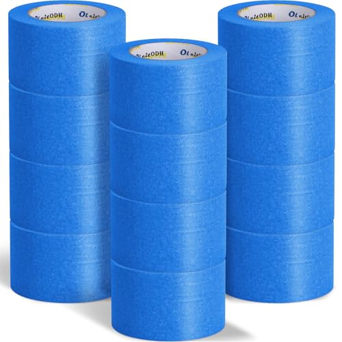 Image of 12 Rolls Blue Painters Tape Bulk 3 inch x 60 Yards, Total 720 Yd, Painters Masking Tape No Residue Wall Painting Tape Artist Tape Trim Edge Finishing Tape for Wall Painting Decoration DIY Supplies