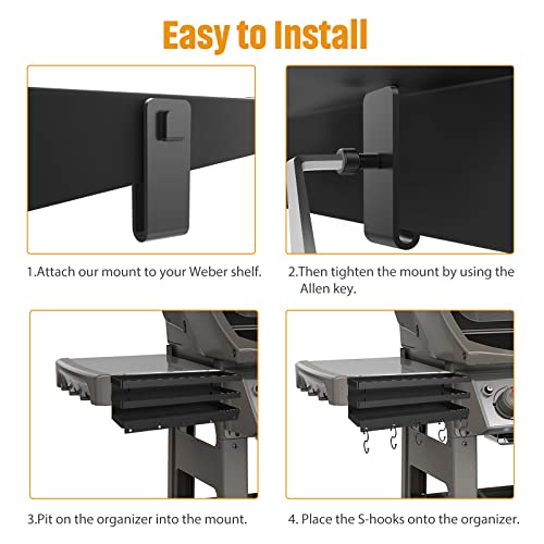 RUSFOL Upgraded Stainless Steel Griddle Caddy for Weber Spirit Series Griddles, with an Allen Key, Space Saving BBQ Accessories Storage Box, Free from Drill Hole&Easy to Install - Thumbnail 5