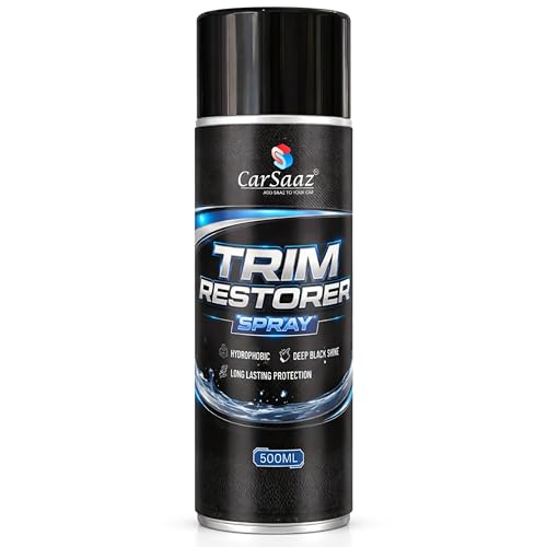 Image of CAR SAAZ Trim Restorer Spray 500ml | Plastic & Rubber Restorer for Car, Bike | Revives Faded Exterior & Interior Parts | Deep Shine, UV Protection & Long Lasting Finish