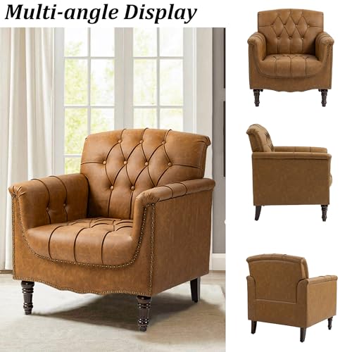 Sillón Plegable confortable de cuero sintético camel miniatura 5