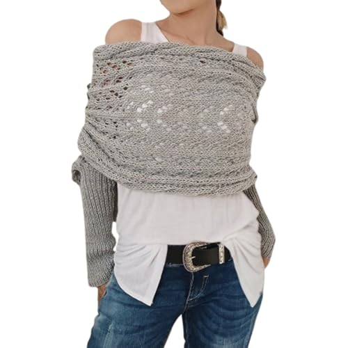 Multifunctional Scarf with Sleeves,Knitted Cable Wrap,Scarf with Sleeves Crochet Pattern,Scarf Sweater Wrap with Sleeves