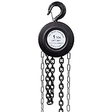1-Ton Manual Chain Hoist with 10ft Chain, 2200lbs Capacity, Heavy-Duty Steel Construction, Dual Hooks, ASME Certified, Ideal for Industrial Use
